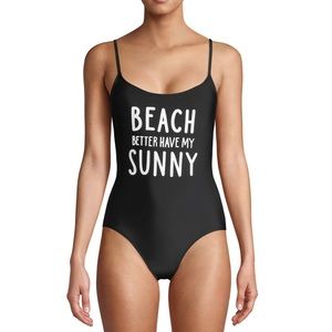 NEW one piece bikini fit swimsuit bathing suit beach swim No Boundaries funny